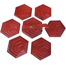 Handmade Leather Coasters 4" for Drinks - Set of 6 Modern Cup Coaster for Cof...
