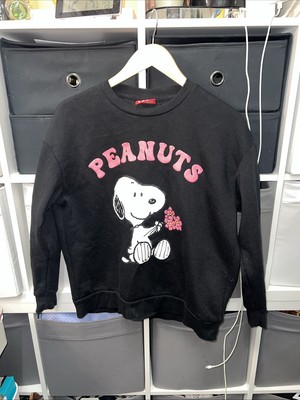 Peanuts Snoopy Black Sweatshirt Jumper Size S UK
