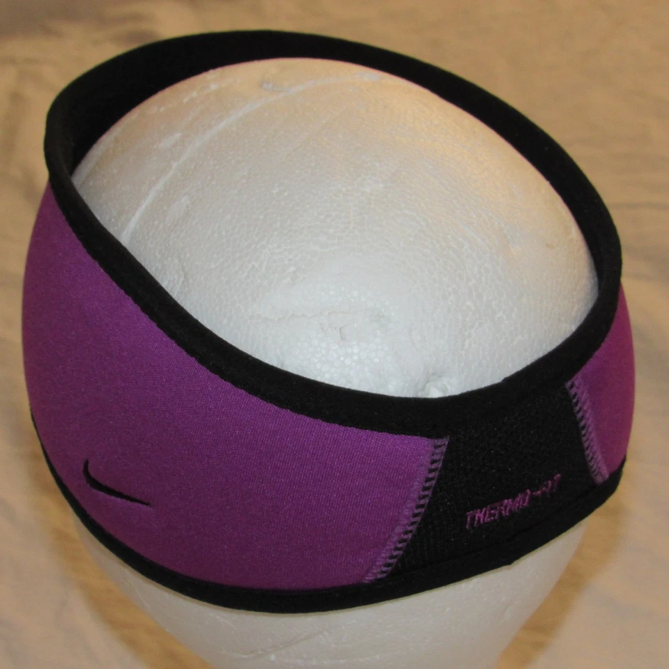 耐克 Livestrong Therma Fit 双面头带暖耳紫色黑色 — 第 2/3 张图片