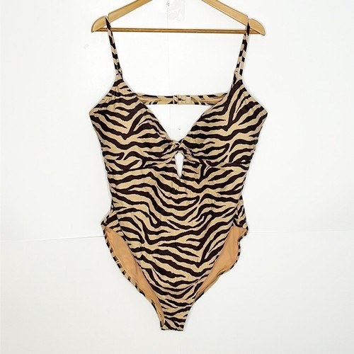 NWT J.Crew Front Twist one-piece in zebra stripe - Picture 2 of 9