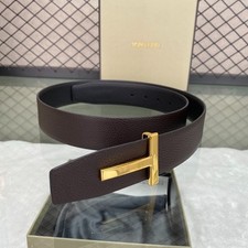 Authentic Tom Ford Reversible Leather T-Buckle Belt Luxury Designer Fashion