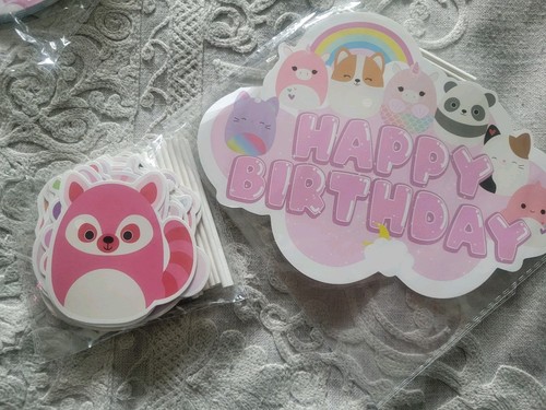 Squishmallow Party Supplies Cake Topper Balloons Banner Tablecloth Hanging Decor - Picture 6 of 8