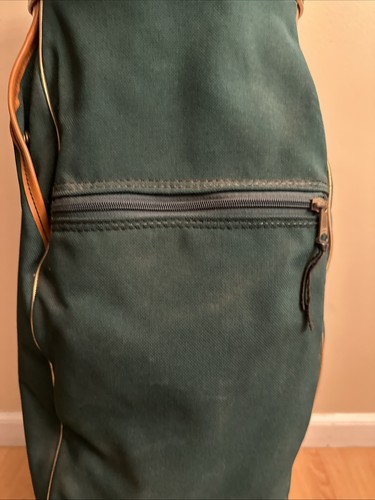 Burton Golf Bag Tan Leather And Green / Rain Cover Strap Brass USA Jasper Nice - Picture 14 of 21
