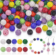 100 Pcs 10Mm Rhinestone Beads for Jewelry Making, 10 Mixed Colors Shiny round Di