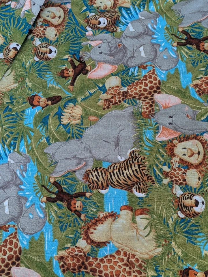 Tela Monkey Island Guardería León Jirafa Mono Tigre 1 1/2+ Yardas Foto 3 de 4