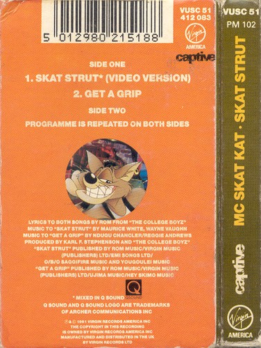 Mc Skat Kat and the Stray Mob Skat Strut cassette UK Virgin 1991 card outer slip - Picture 2 of 3