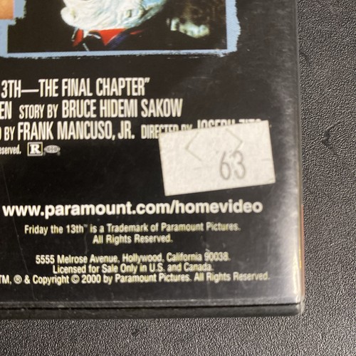 Friday the 13th - Part 4: The Final Chapter (DVD, 2000, Sensormatic) - Foto 6 di 8
