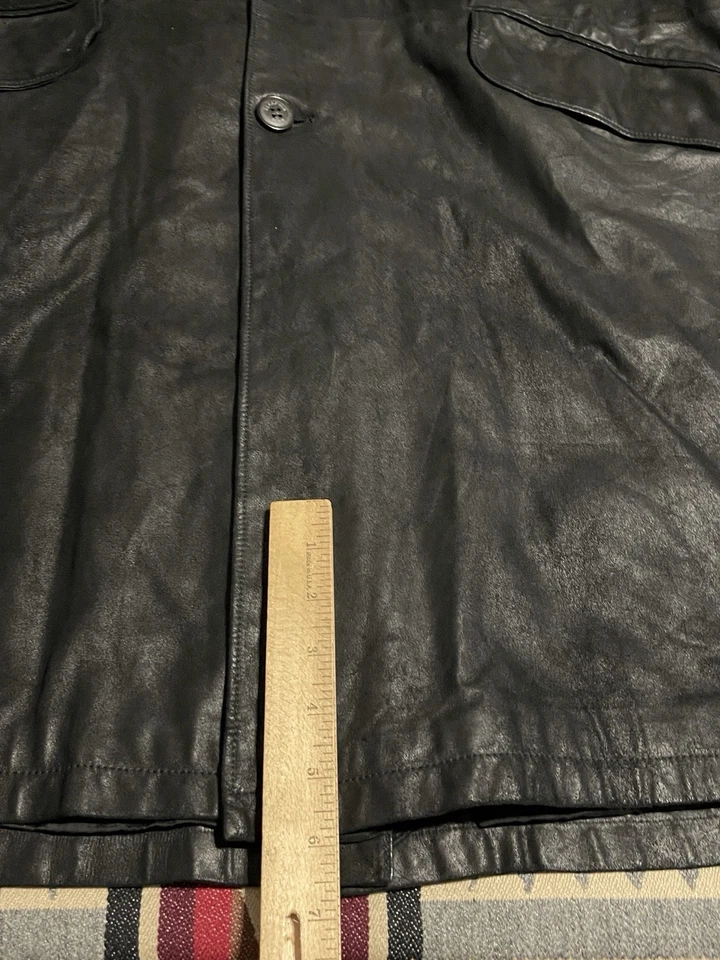 Séraphin Paris Made in France Black Leather Car Coat Jacket Size 54 US 44 T40 - Image 2 of 4