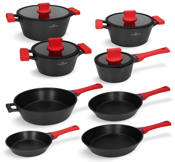 Zwieger Kochtopf Set Pfannen 12-Tlg Greblon Antihaft Induktion Backofenfest-image
