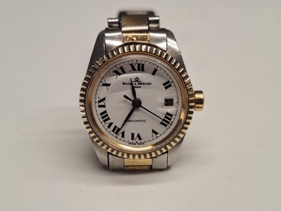 Baume Mercier Baumatic 1215 2 Damenuhr Automatik Lünette Gold 24,5mm