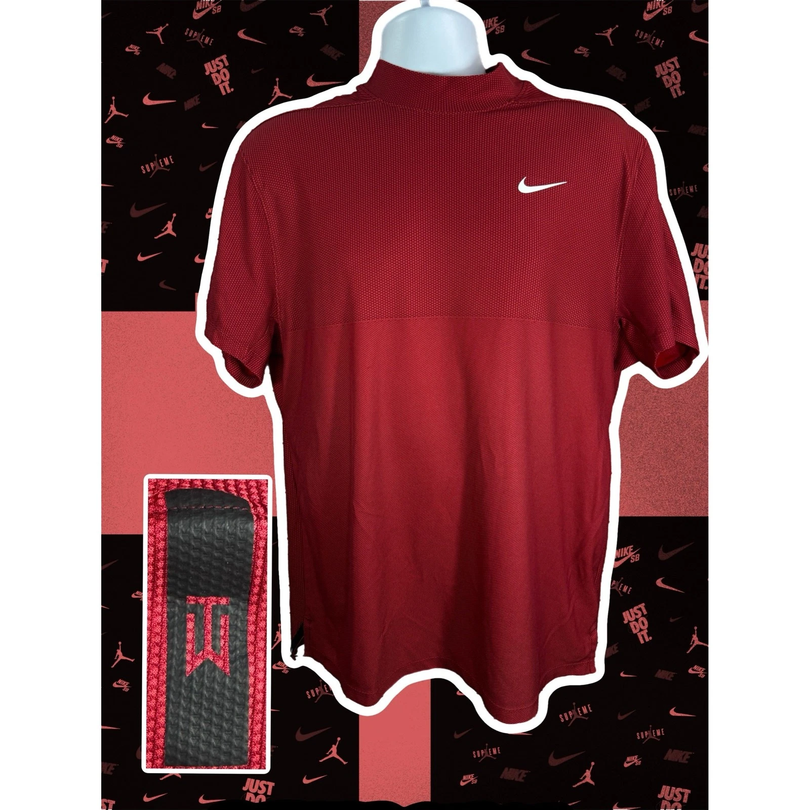Nike Tiger Woods Dri-Fit Golf Polo Shirt Mens Size Large Sunday Red