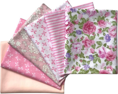 6Pcs 18X22 Inches Cotton Fabric Cute Random Pink Color Fat Quarter Bundles Patch