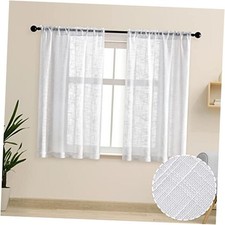 Sheer Curtains 48 Inch Length for Bedroom Window 36"W x 48"L Pack of 2 White