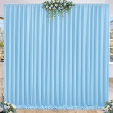 2 PCS 8x10 FT Baby Blue Backdrop Curtain Wrinkle Free Soft Long Drapes