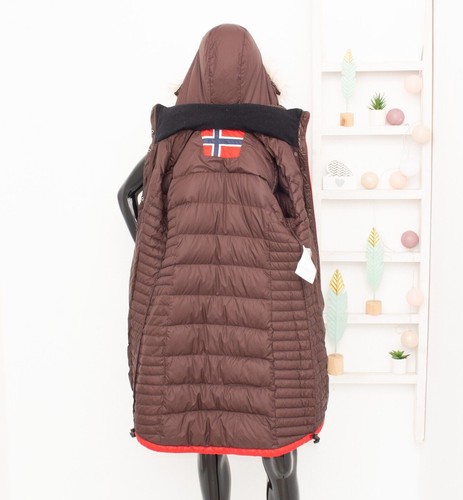 BERGANS Bodo Down Lady Coat Faux Fur Hooded Brown Puffer Parka Long Jacket S - Bild 7 von 10