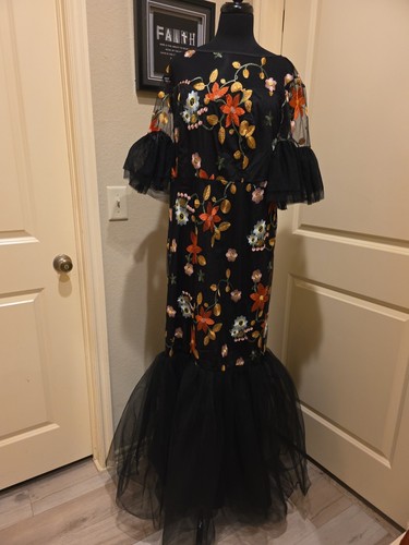 Abendkleid Größe 2X schwarz und mehrfarbig lang Meerjungfrauensaum - Bild 1 von 14