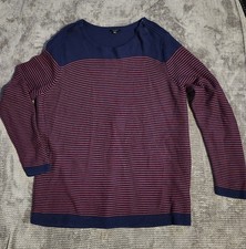 Talbots Womens Pull Over Sweater, Sz 2xP, Navy  Crimson, Cotton Cashmere Blend