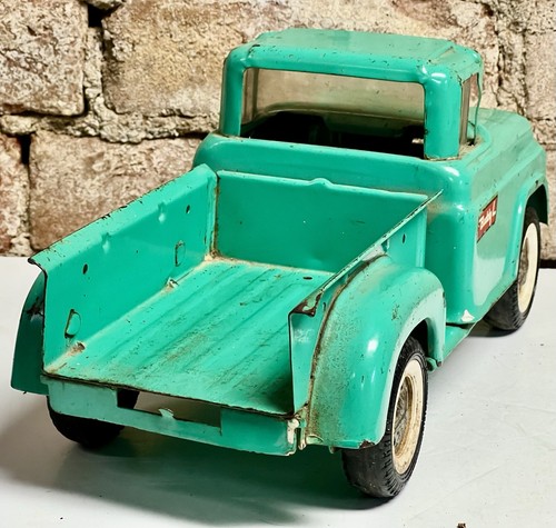 Camioneta pick-up Buddy L verde vintage años 50 suspensión delantera y trasera con resorte - Imagen 6 de 9