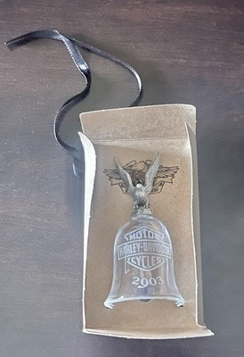 NEW 2003 Harley Davidson Glass Eagle Lead Crystal Bell Collectible With Box