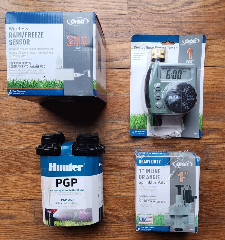 Orbit Lot of 4: Wireless Rain Freeze Sensor, 1" Inline Valve, Digital Timer + 1