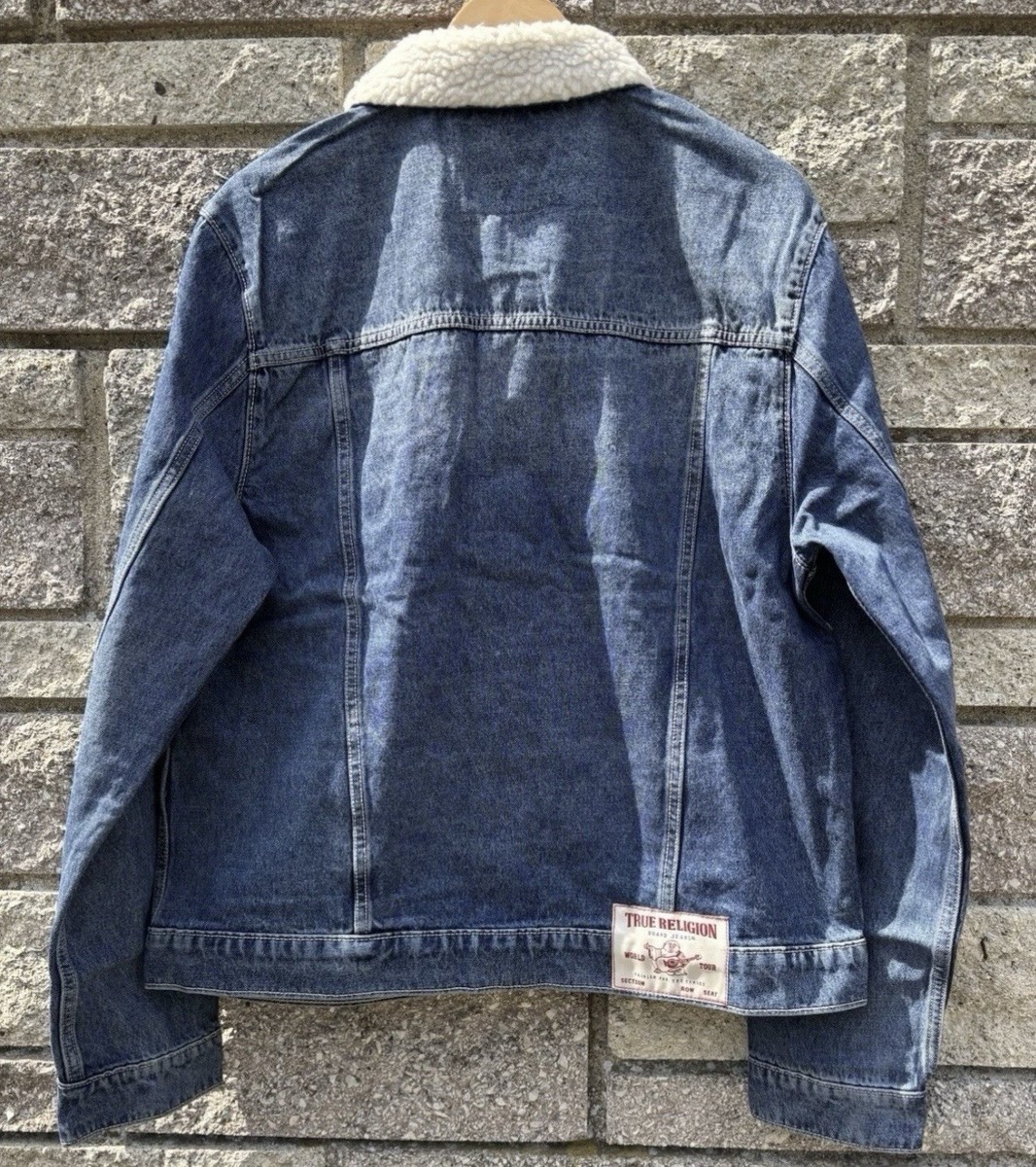 True Religion Sherpa Collar Denim Blizzard Wash Western Trucker