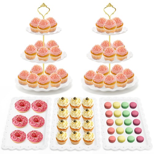 5 Pieces Cupcake Stand Set, 2 Pieces 3 Tier Cupcake Stands with 3 Pieces Appe...