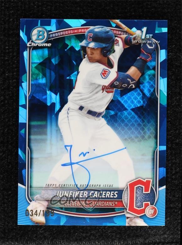 2025 Bowman Chrome Sapphire Edition Prospects 34/199 Juneiker Caceres Auto 8g8