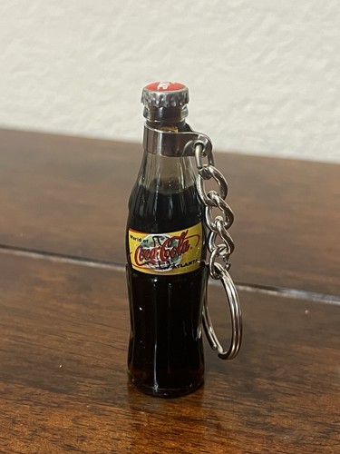 Coca-Cola Liquid Filled Glass Bottle 3" Keychain World of Atlanta collectible