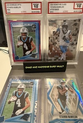 Tetairoa McMillan 4 Card Rookie Lot 2 Pristine 10 Optic Pink Phoenix RC Panthers