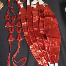 Lot Of 5 Vintage Men's Cummerbund Bow Tie Formal Wear Shiny Red Preowned