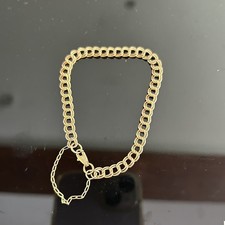 1965 Vintage 9ct Solid Gold 6.45g Bracelet Hallmarked With Security Chain