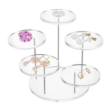 1set Round Acrylic Display Riser Stand 5 Tier Clear Acrylic 3 inch Rotatable