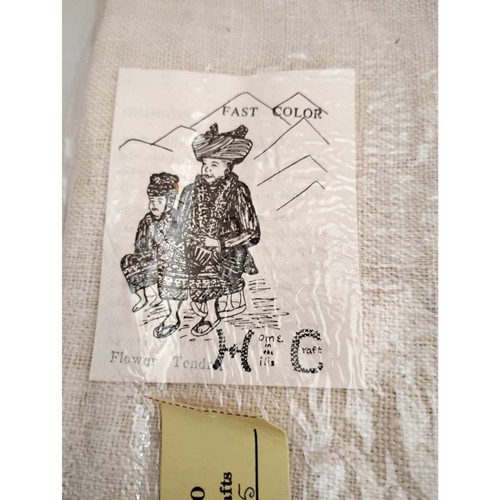 Textil artesanal vintage años 70 Yao Meo, bordado tribu colina Tailandia - Imagen 3 de 4