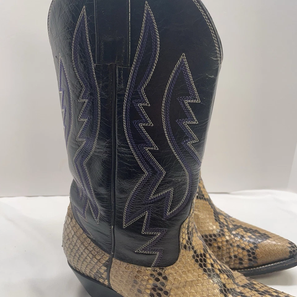 Botas de Vaquero Vaquero Pitón Piel de Serpiente Cuero Para Mujer Talla 26 MEX 9 EE. UU. Western Foto 2 de 4