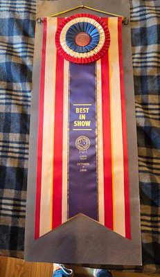 VINTAGE AMERICAN KENNEL CLUB AKC BEST IN SHOW RIBBON ROSETTE AUSTIN TEXAS 1996