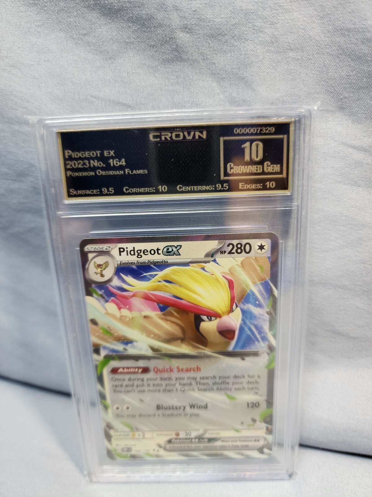 **GRADED 10** 2023 POKEMON OBSIDIAN FLAMES - PIDGEOT EX #164