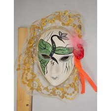 Ceramic Painted Mardi Gras Hanging Wall Mask
