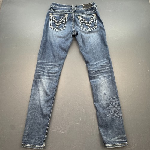 Vigoss The Chelsea Skinny Jeans Girls 7/8 Length 31 Distressed Stitching Denim - Picture 2 of 14