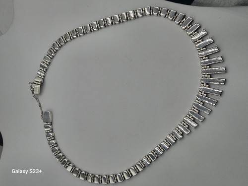 Vtg(60)Lapis Lazuli & Sterling Silver Cleopatra Statement NECKLACE 45 Gr. & 17" - Picture 2 of 11