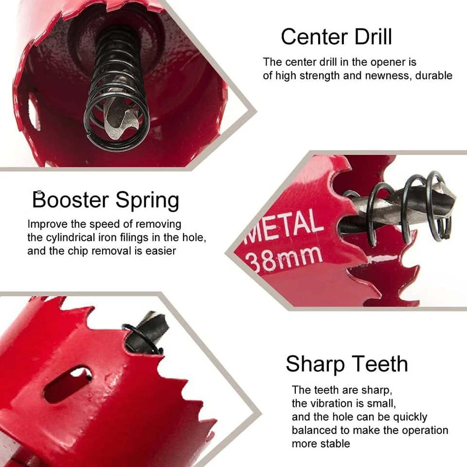 M42 HSS Hole Saw Heavy Duty Hole Saw Tooth Cutting Opener Drill Bit 14 to 200mm - Image 3 of 4