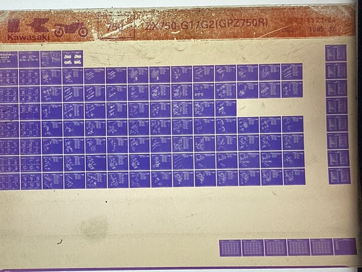 KAWASAKI genuine parts microfiche ZX750 G1 G2 1984-1985 GPZ750R