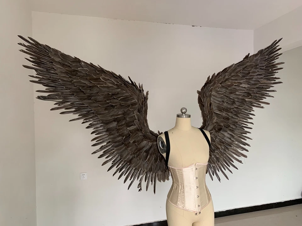 Disfraz de fantasía fotografía cosplay hecho a mano alas de ángel de plumas de ganso Foto 4 de 4
