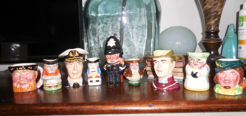 Various Lot of English & Other Country Character Toby Mugs, Small 2" - 5" tall