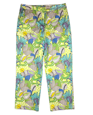 McLaughlin Women's Pastel Floral Mid-Rise Crop Pants  Size 2  Chino