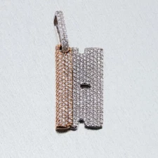 2 ct Pass Tester Real Moissanite Mens Classic Razor Blade Pendant Real Silver