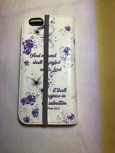 iPhone 6/6s 7 8Wallet Case Palms 35:9 Religious White Purple Flowers Butterflies - Zdjęcie 4 z 4