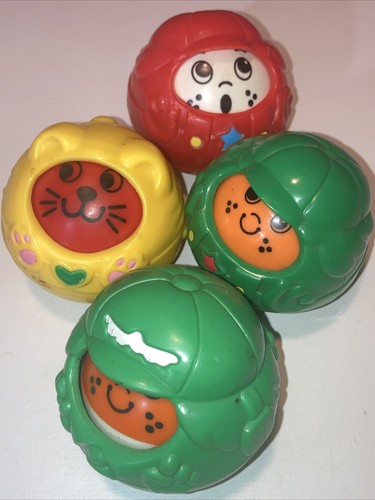 Fisher Price Roll Around Changing Faces Balls Set of 4 From 1994