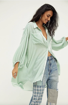 lux velvet shirt dress Free People Lux Velvet Shirt Dress Size Medium in Mint
