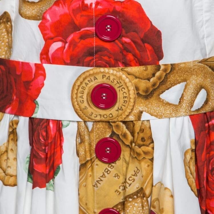 RARE $1,995 Dolce & Gabbana Biscotti Rose Buttoned Cotton
