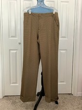 Liz Claiborne Michaela Slacks Trousers Brown Plaid Cuffed Size 12